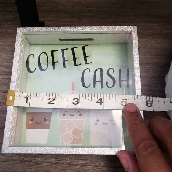 Cute Silver Glitter Coffee Shadowbox Piggy Bank. NWT. - Picture 5 of 6